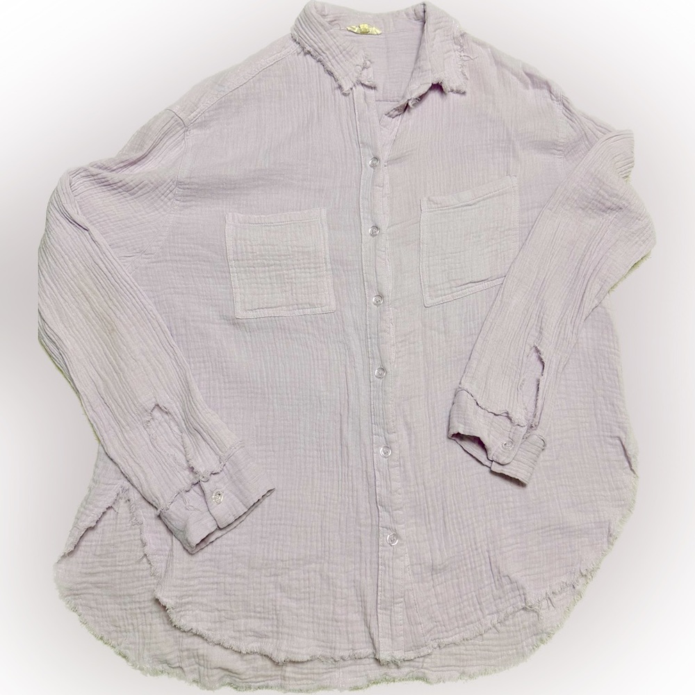 Lavender linen button down shirt